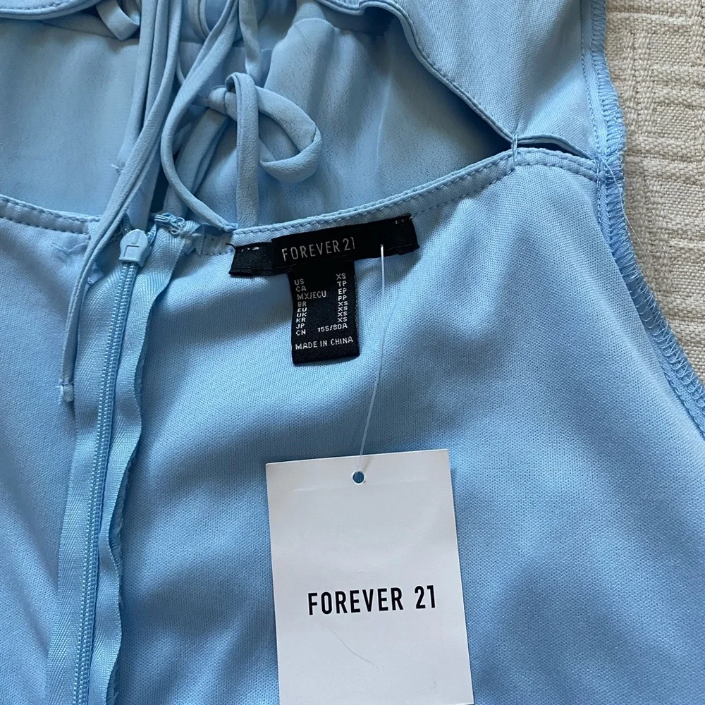 F21 baby blue mini ruffle dress. - Picture 7 of 9